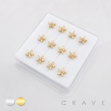 DIMENSIONAL MULTI CZ STAR POLISH 316L SURGICAL STEEL L-SHAPE NOSE BOX